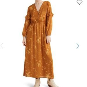 NWT Madewell Ruffle Floral Long Sleeve Maxi Dress